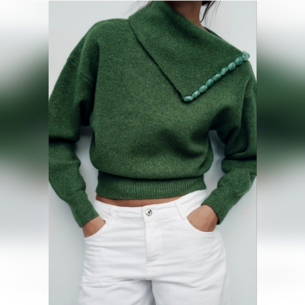 Zara Ball Trim Knit Sweater